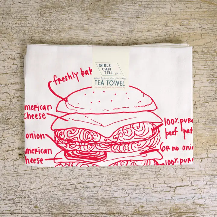 Burger Tea Towel by Girls Can Tell Book Larder