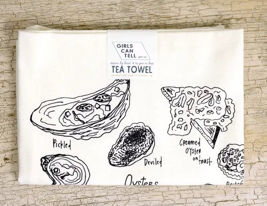 Oyster Preparations Tea Towel by Girls Can Tell