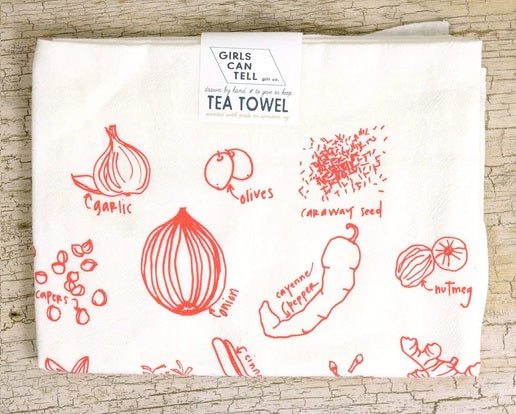 Not Green Herbs Tea Towel by Girls Can Tell