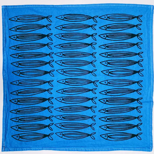 Blue Sardines Tea Towel